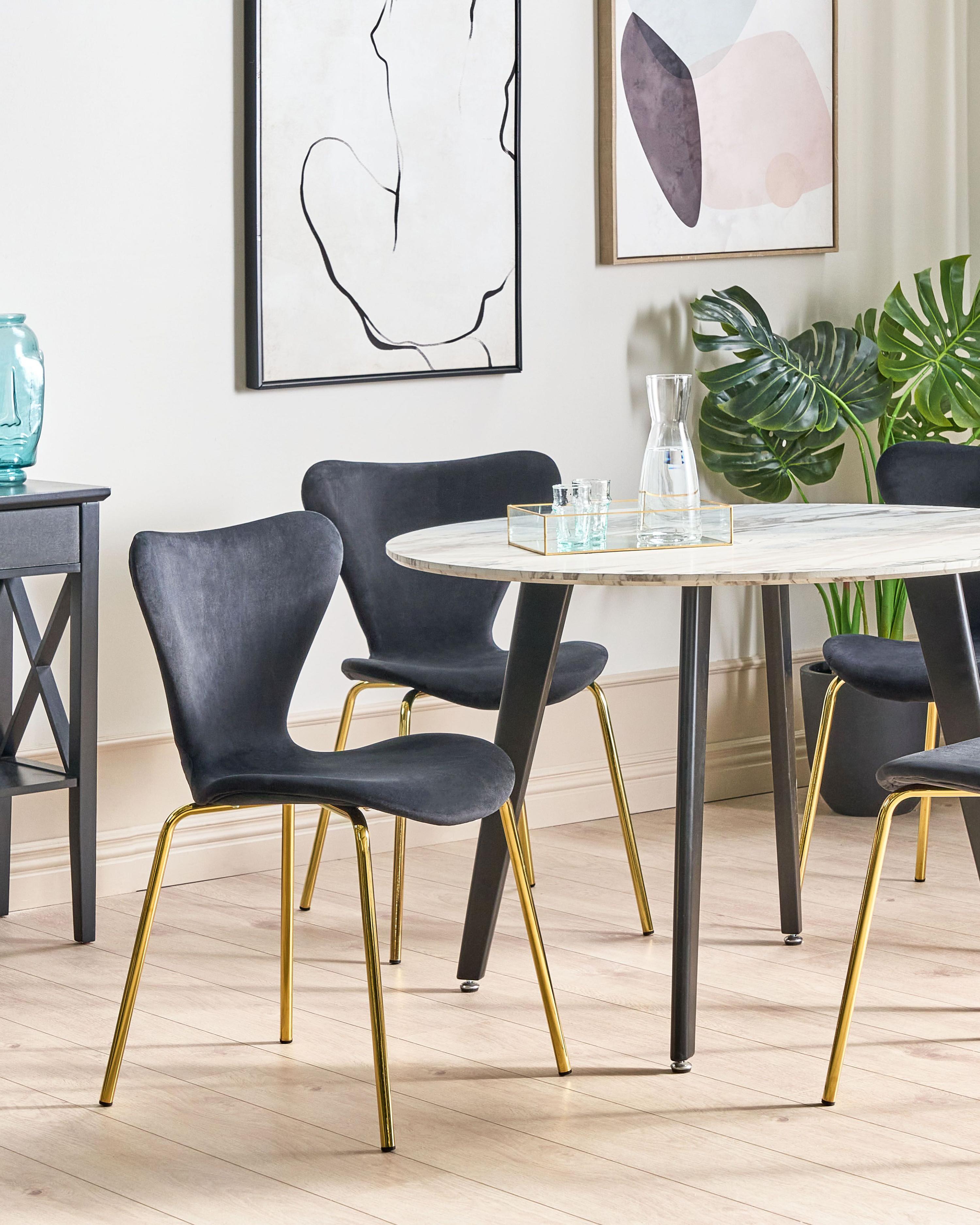 Set van 2 eetkamerstoelen BOONVILLE Fluweel Zwart