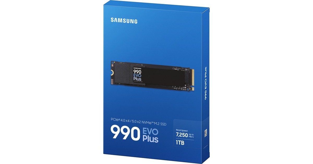 SAMSUNG990 EVO Plus 1 TB SSD  (MZ-V9S1T0BW, PCIe 4.0 x4 / 5.0 x2, NVMe 2.0, M.2 2280)