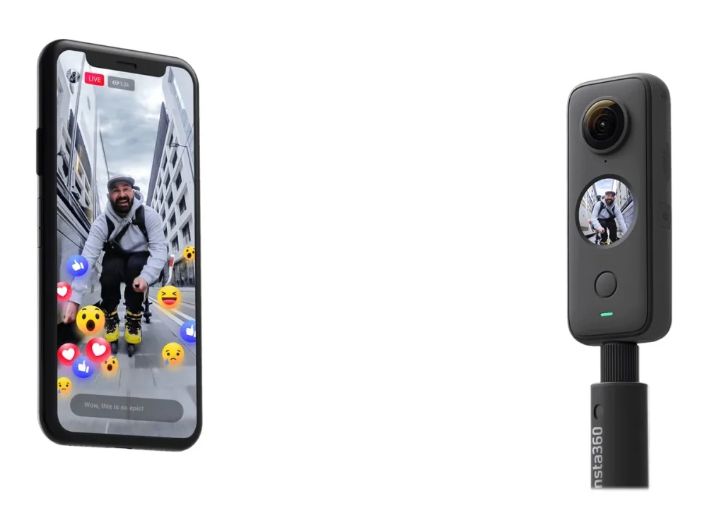 Insta360 One X2 - 360° action-kamera - 5.7K / 30 fps - Wi-Fi, Bluetooth - undervands op til 10 m