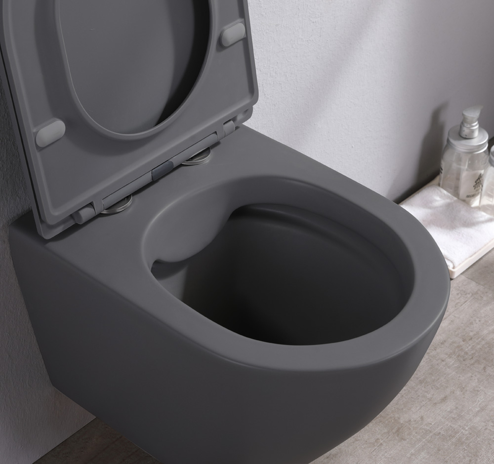 Grohe Rapid toiletset met Saniclear Itsie mat antraciete toiletpot randloos met softclose zitting