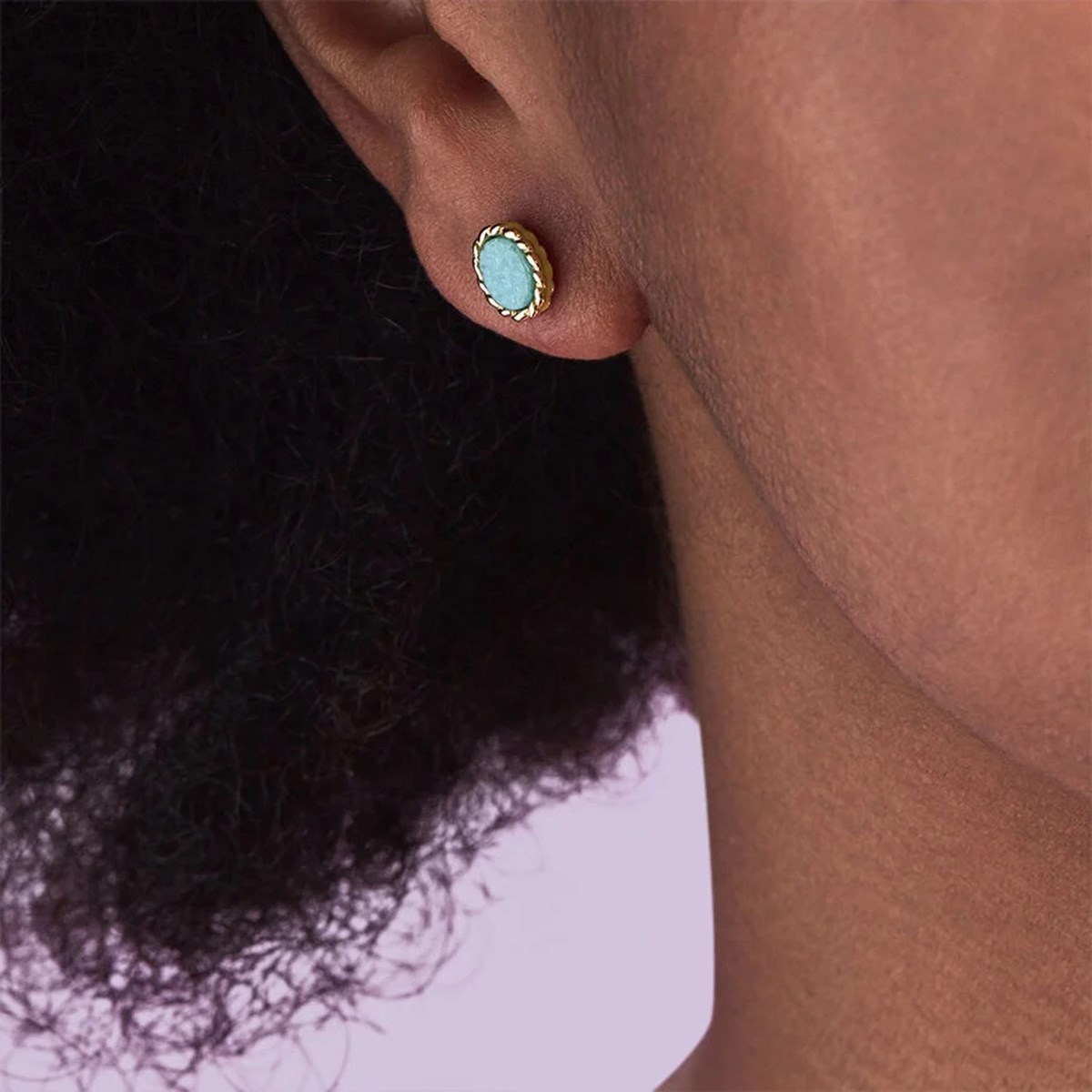 Boucles d'oreille puces Agatha Atma amazonite