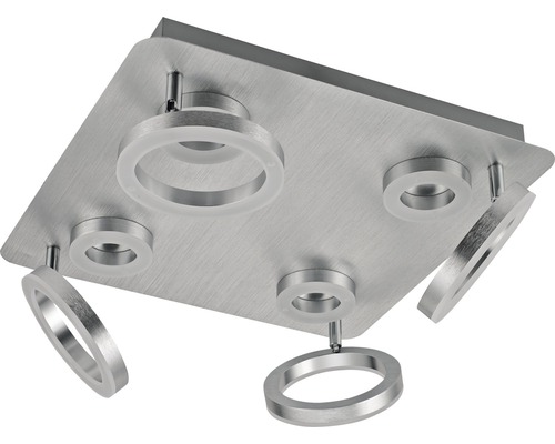 FLAIR plafondlamp, 8-lichts, 36W, 4180 lm, 3000 K, 40x40 cm, Adhara chroom
