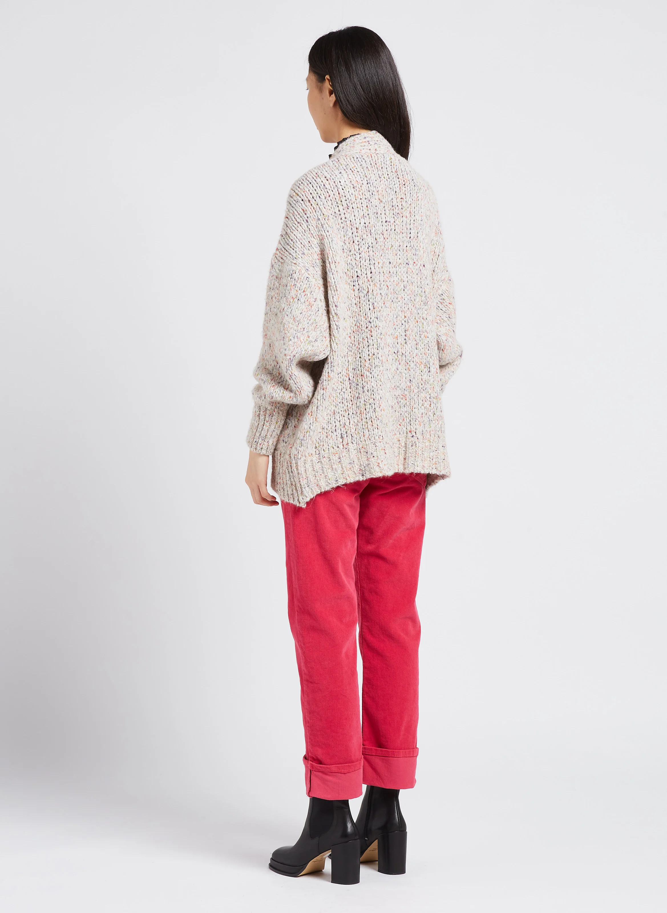 Gilet ouvert en maille tressée| Blanc