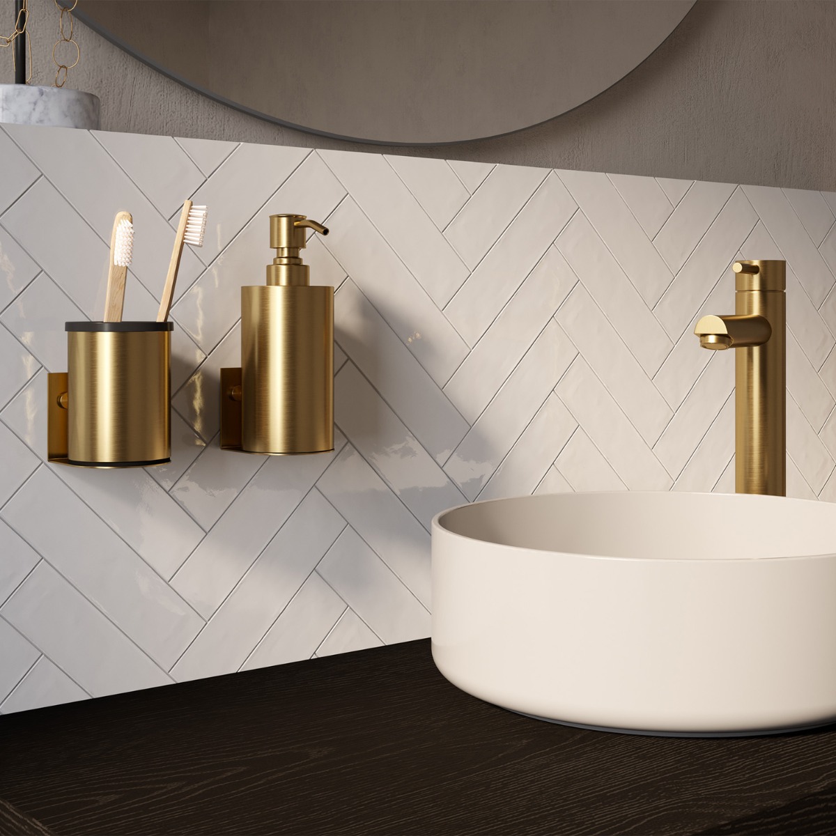 Brauer Gold Edition zeepdispenser en beker geborsteld goud
