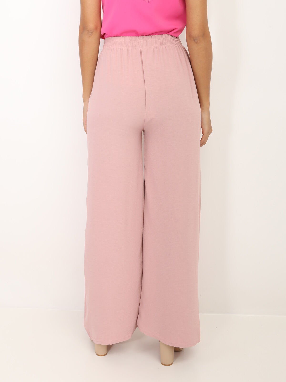Pantalon fluide ceinturé- Rose