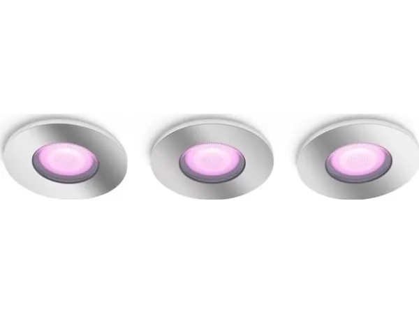 Philips Hue White and Color Ambiance Xamento - Indlejret spotlys - LED-spot lyspære - GU10 - 5.7 W - 16 millioner farver/varmt til køligt hvidt lys - 2000-6500 K - krom (pakke med 3)