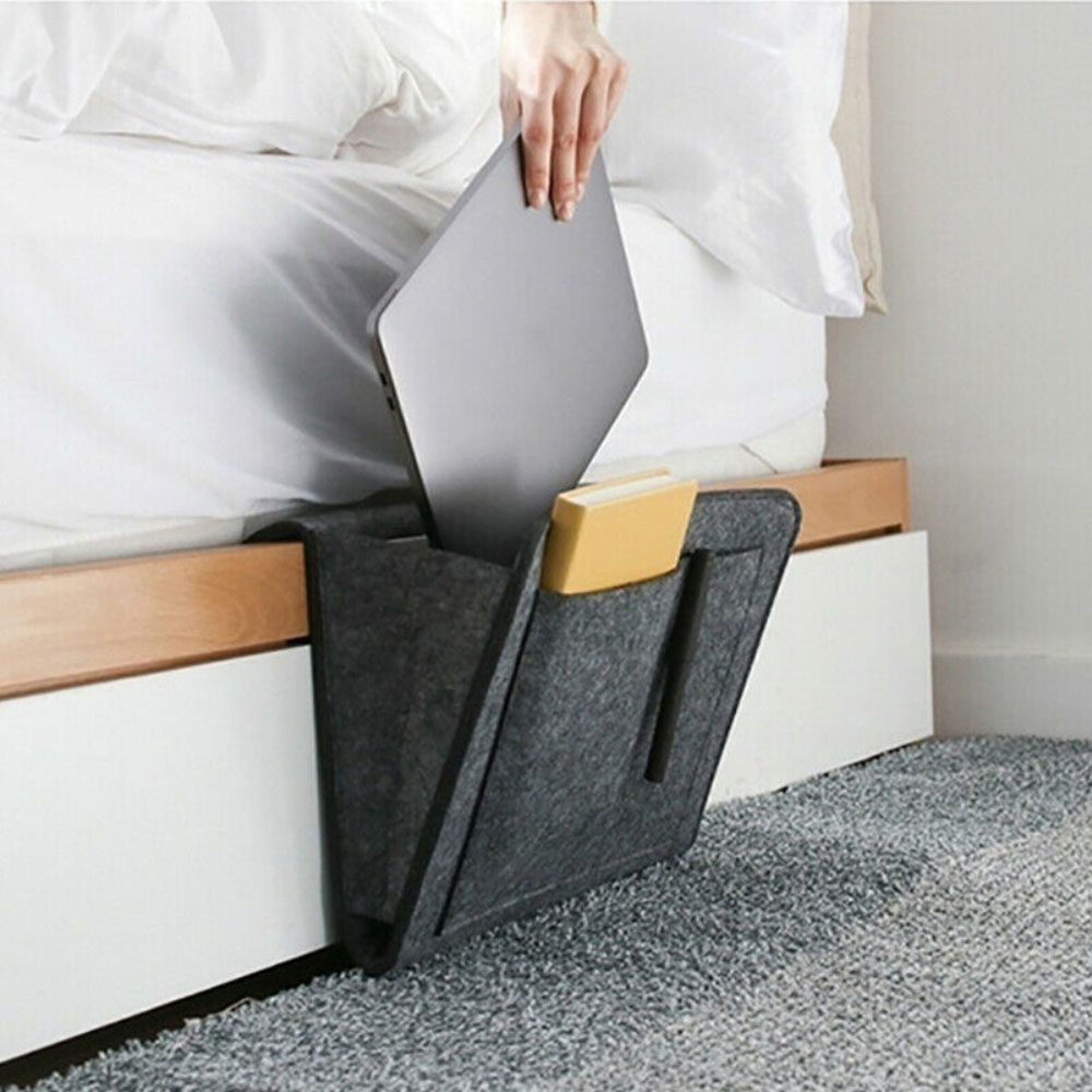 (32x20cm) Filz Sofa Organizer Betttasche Couch Hänge Halterung für Smartphones / Tablets / Zeitschriften - Dunkelgrau