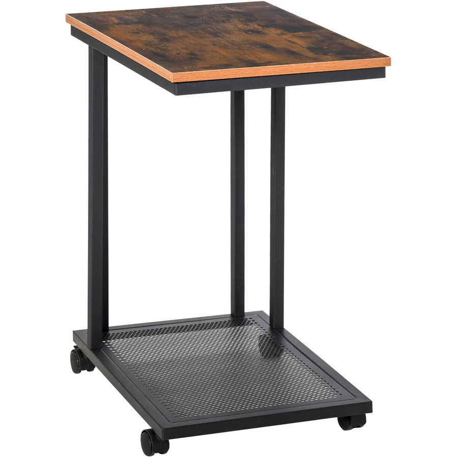 HOMCOM Rollbarer Beistelltisch in C-Form schwarz
