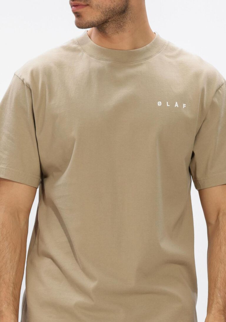 beige olaf hussein t-shirt taped monogram ss tee