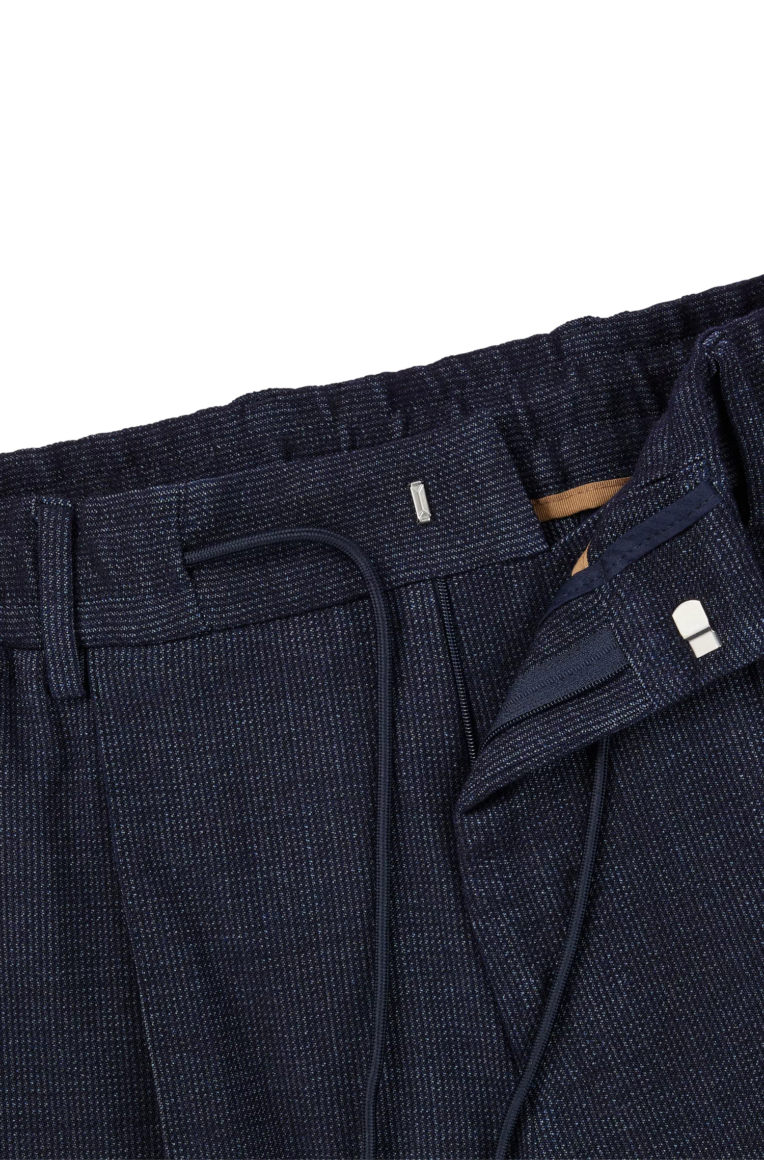 Calça BOSS Camel-Slim-fit em mistura de lã com seda.