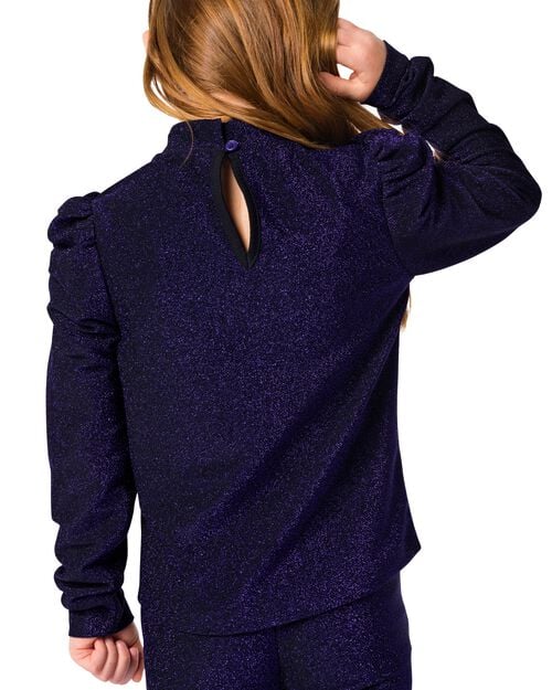 t-shirt fille manches bouffantes violet
