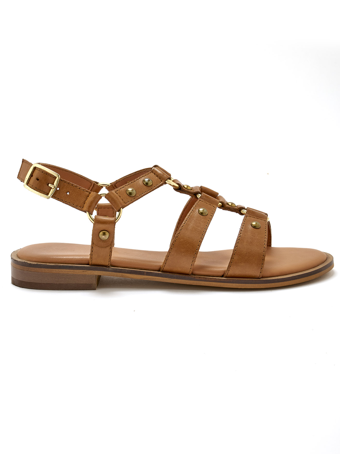 Sandales cuir lanières cloutées