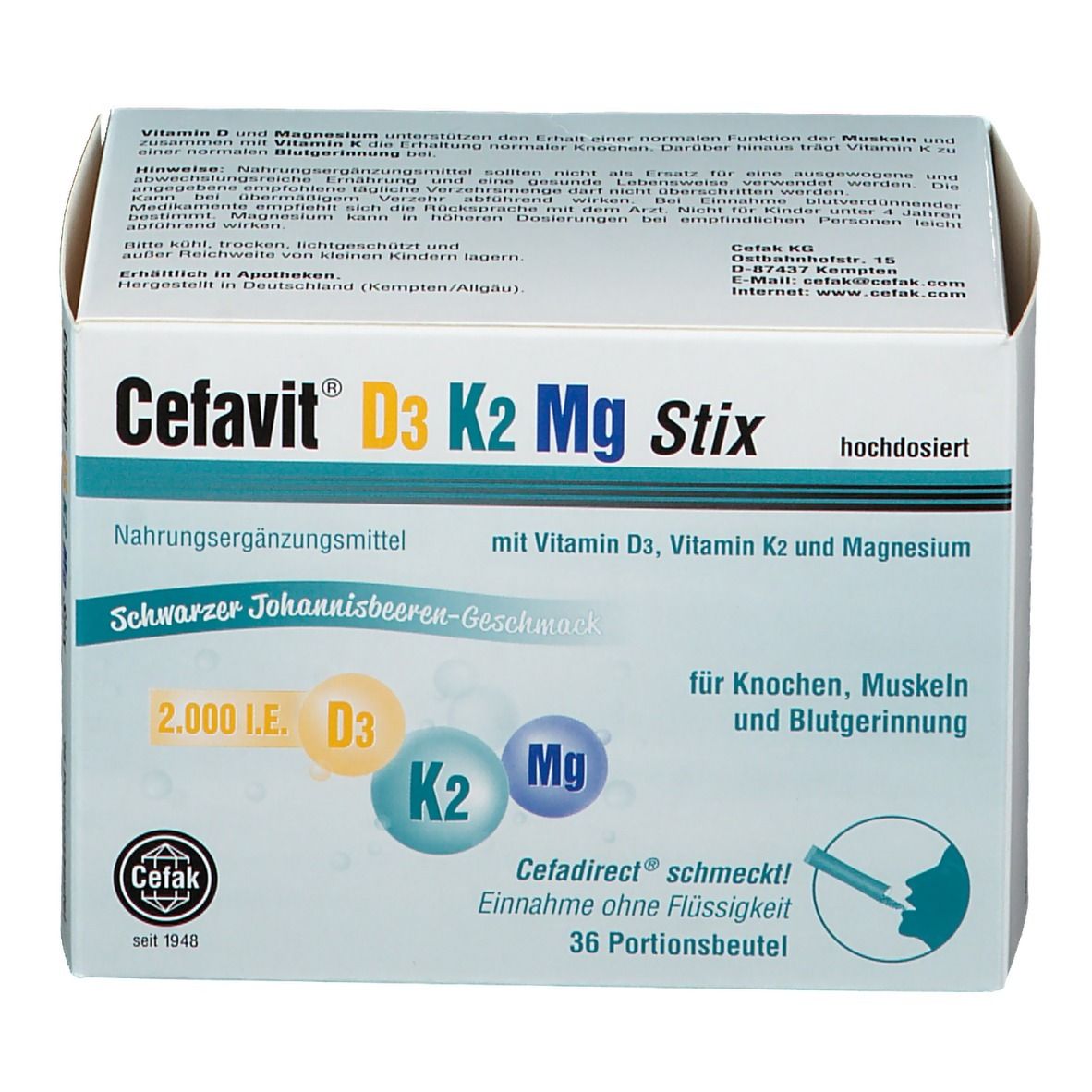 Cefavit D3 K2 Mg 2000 I.E. Stix