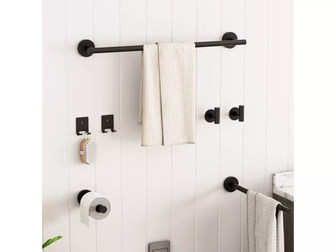 Cecipa MAX Noir Porte-serviettes Mural Salle de Bain Porte-papier Hygiénique en Acier Inoxydable Ensemble de Suspension de Salle de Bain 4 Pièces