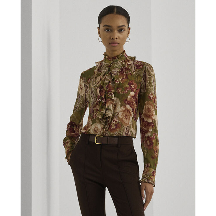 Lauren Ralph Lauren POLY CRINKLE GGT 58-SHIRT Olive multi