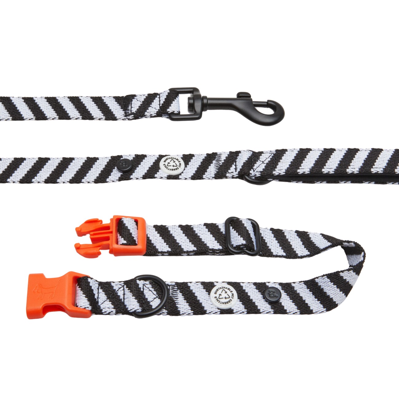 Barkalot Hundehalsband-Auslaufset schwarz/ weiß S