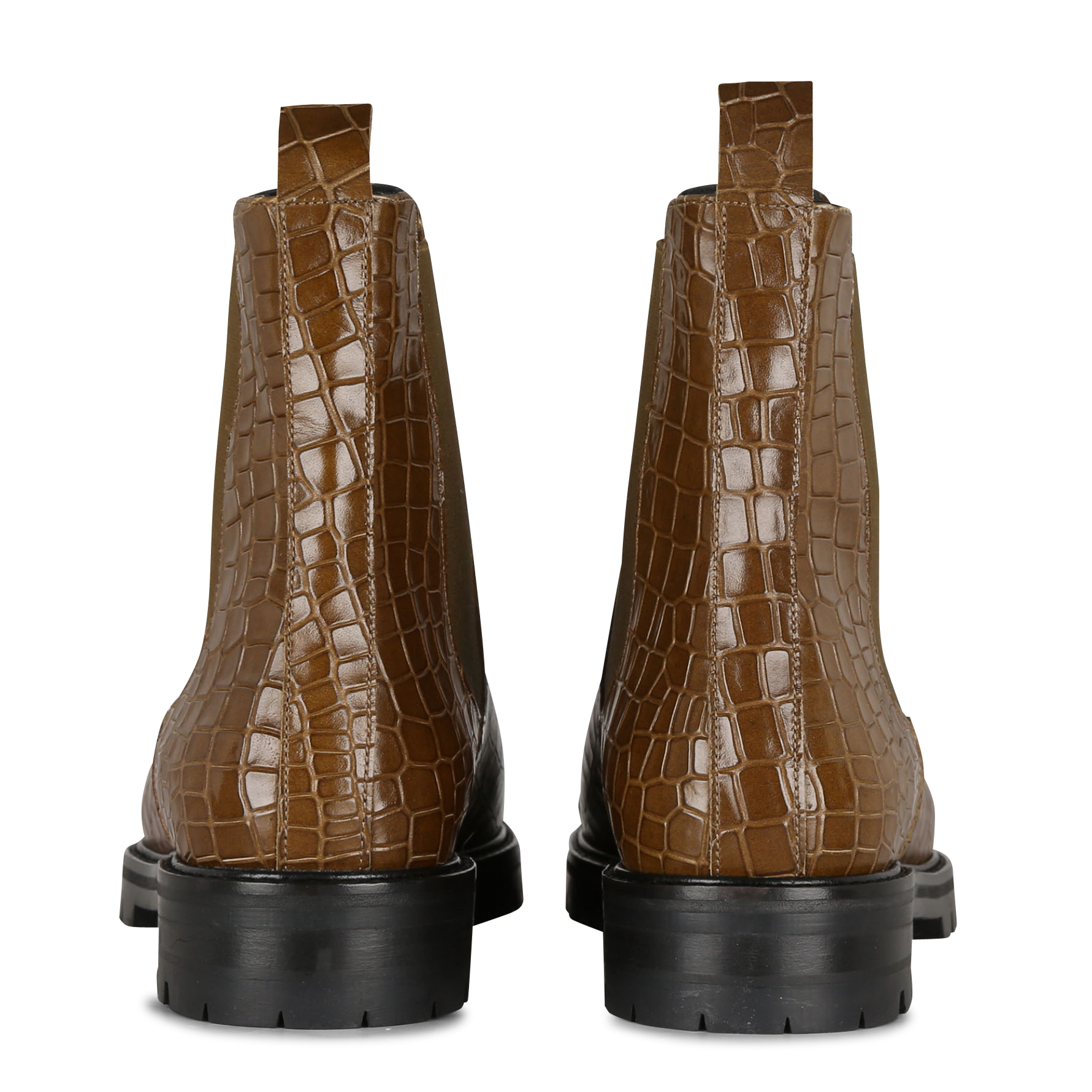 CARAVELLI - Bottines en cuir aspect croco| Marron
