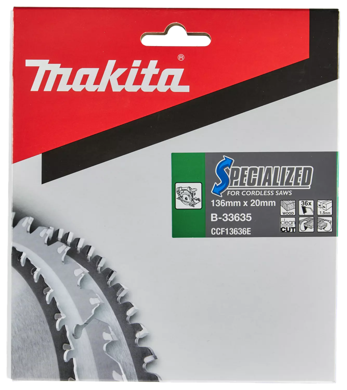 Makita B-33635 Cirkelzaagblad - Hout - Specialized - 136x20x1,5mm - 36T
