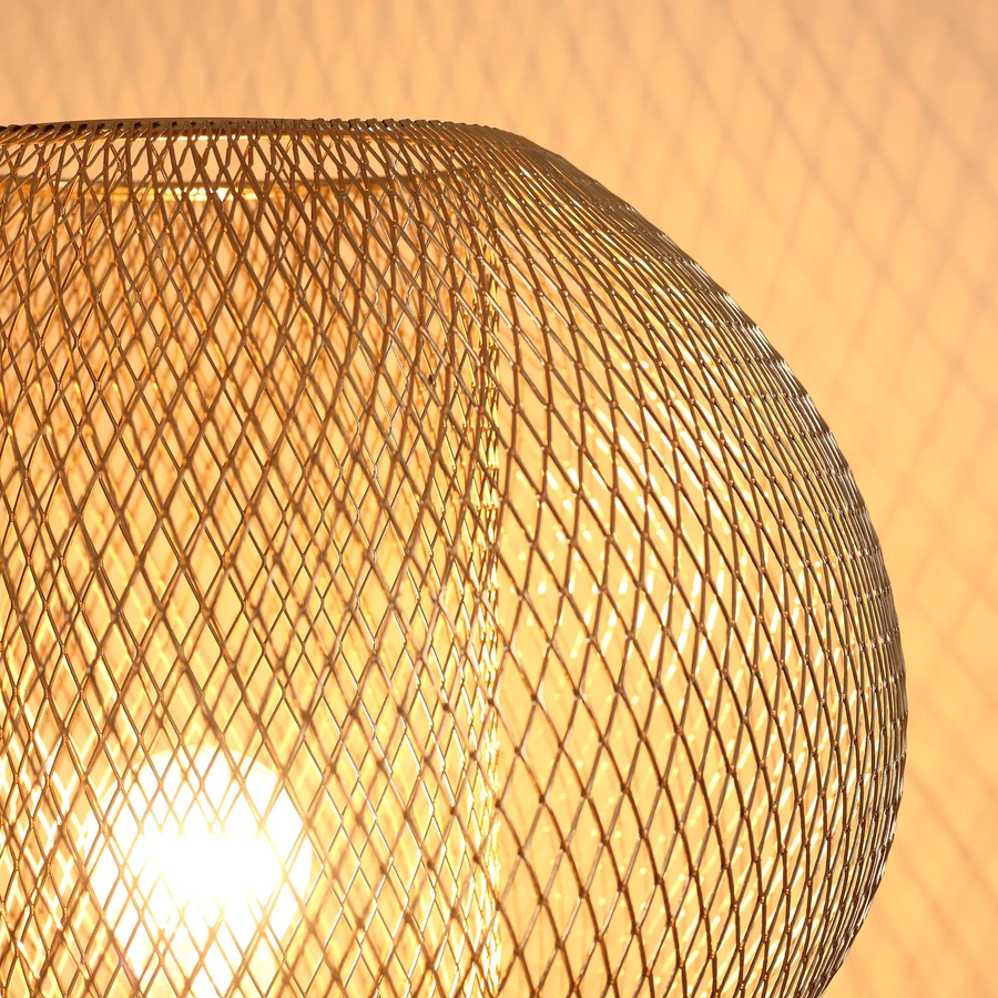 HOMCOM Stehleuchte mit Netz-Lampenschirm gold