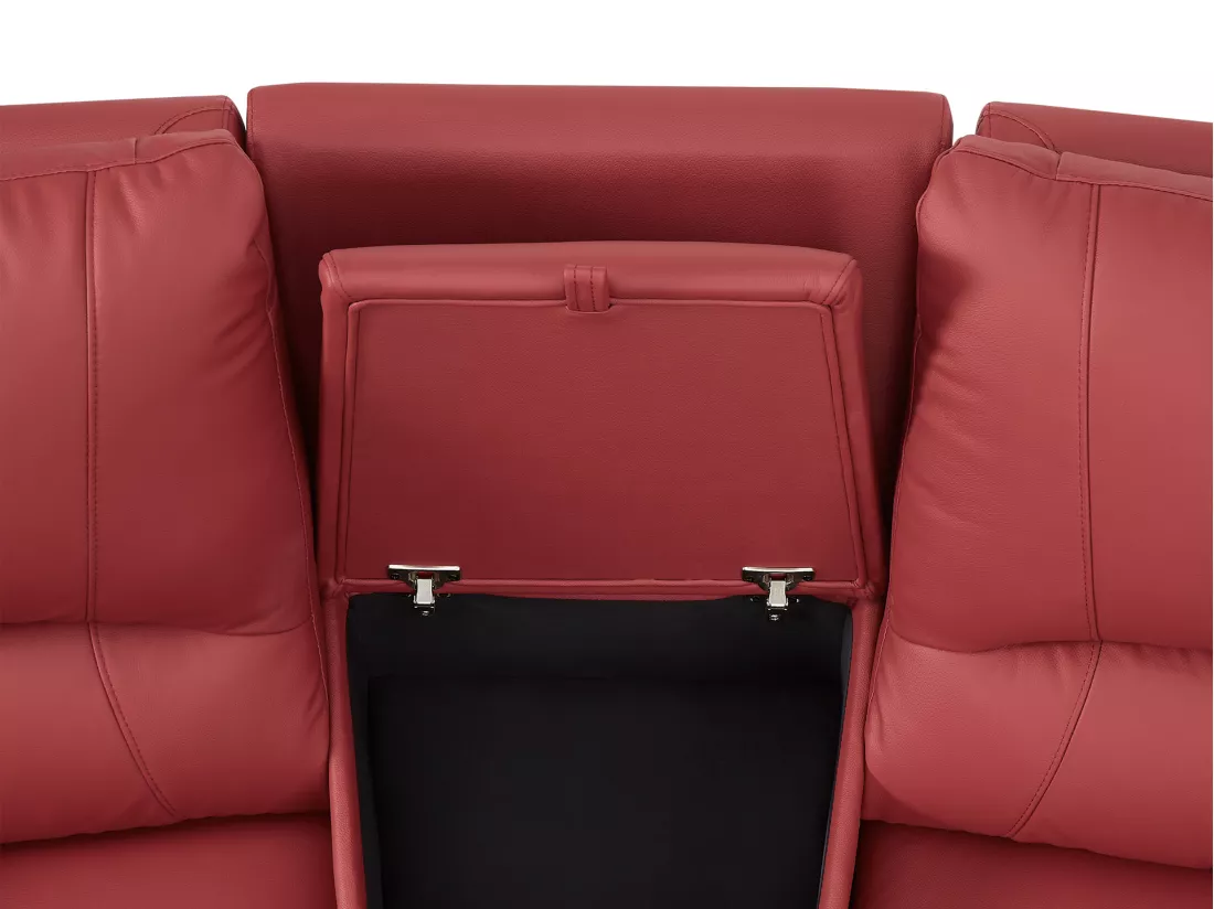 Canapé 3 places 2 places et fauteuil relax en cuir de vachette rouge AROMA