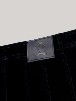 Minissaia plissada de veludo e jeans da Curve