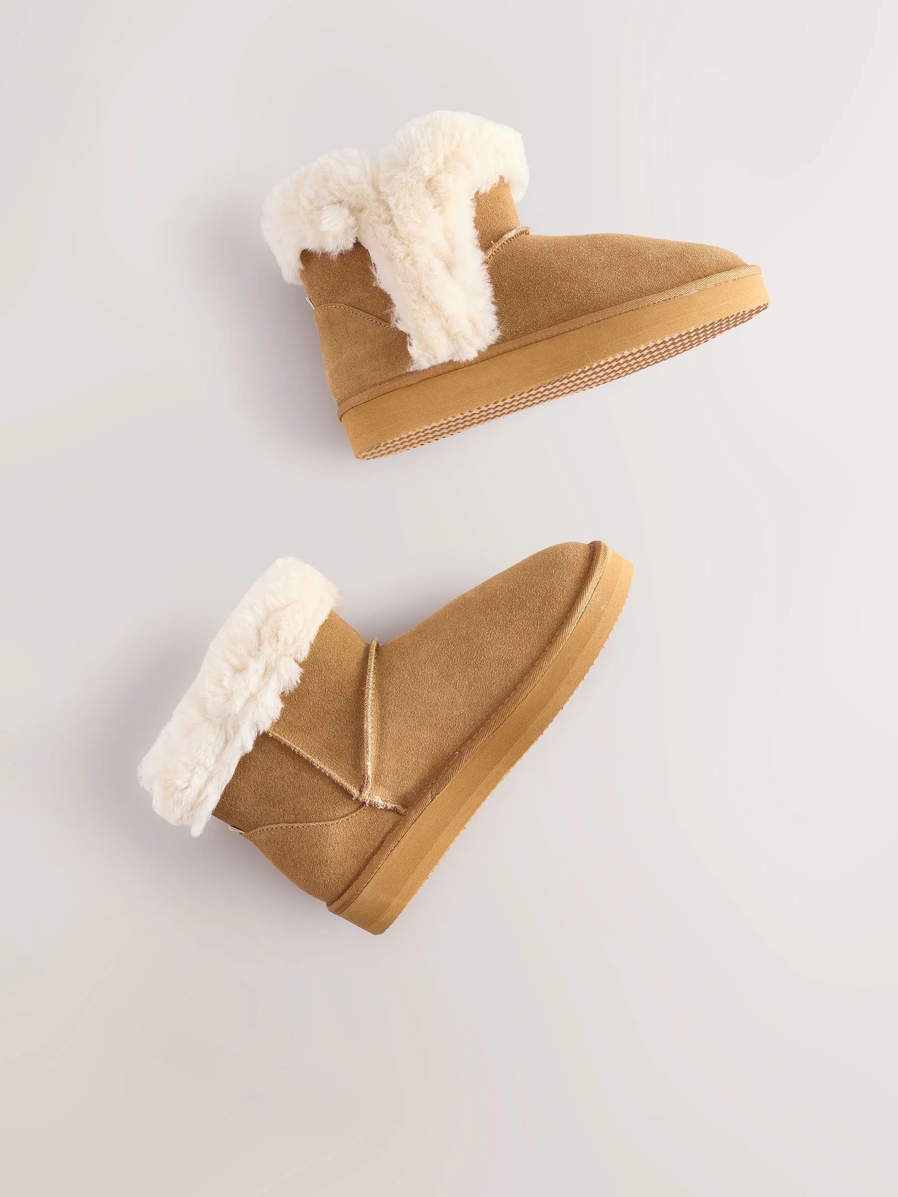 Lichtbruin - Suede Faux Fur Boot Slippers