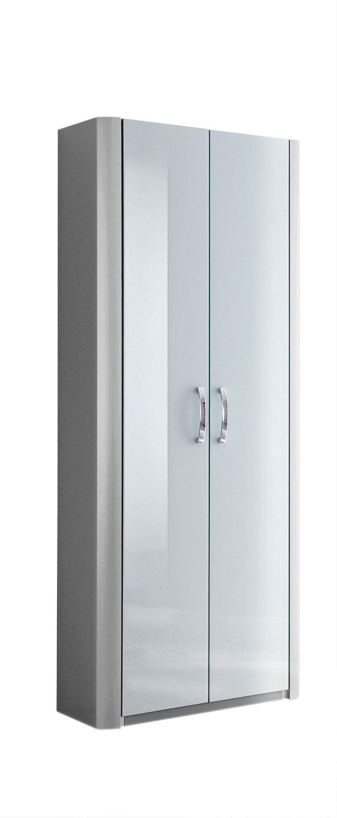 Mehrzweckschrank MELODIE Alu Natur/Glas Weiß ca. 66 x 187 x 38 cm