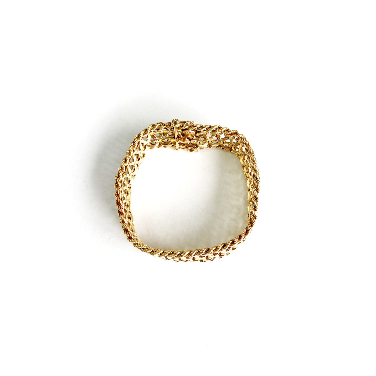 Bracelet d'occasion or 585 jaune maille fantaisie 19 cm
