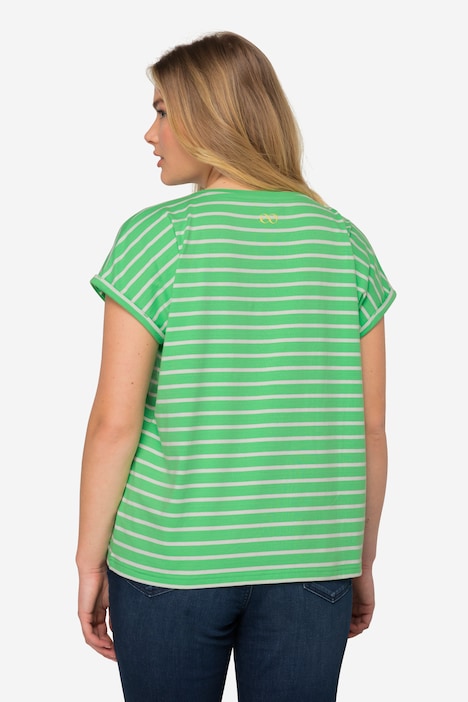 T-Shirt, oversized, Ringel, Rundhals, Halbarm