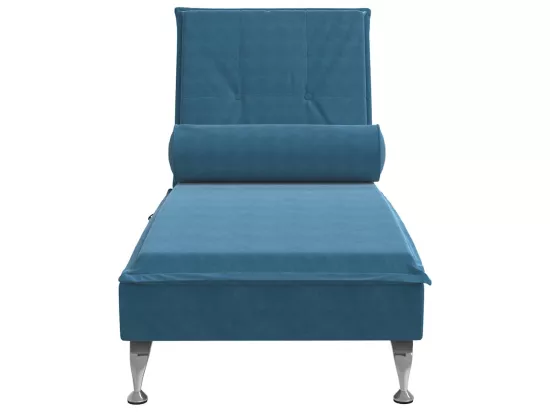 Chaise longue de massage avec traversin bleu velours