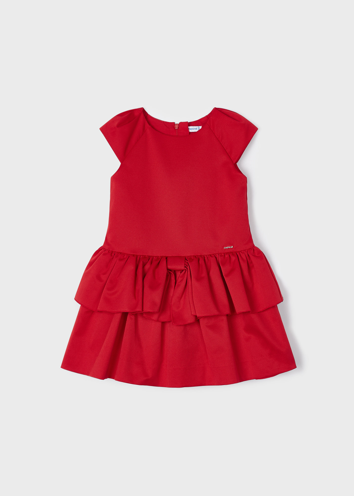 Vestido infantil com aplique de laço otomano