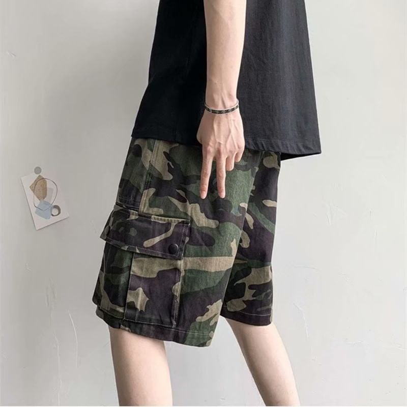 Capbrew - Camouflage Cargo Shorts met Middelhoge Taille