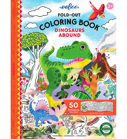 Eeboo Fold Ud Malebog m. Klisterm?rker - Dinosaurer