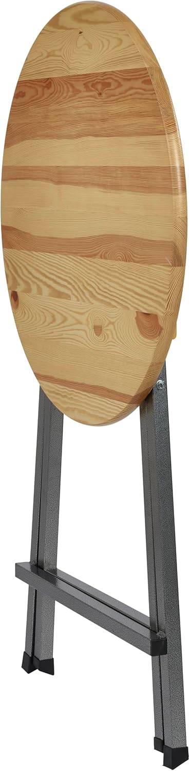 METRO Professional Outdoor Stehtisch, Kiefernholz/Stahl, Ø 78 x 110 cm, Wetterbeständig, Klappbar, Rund, Braun