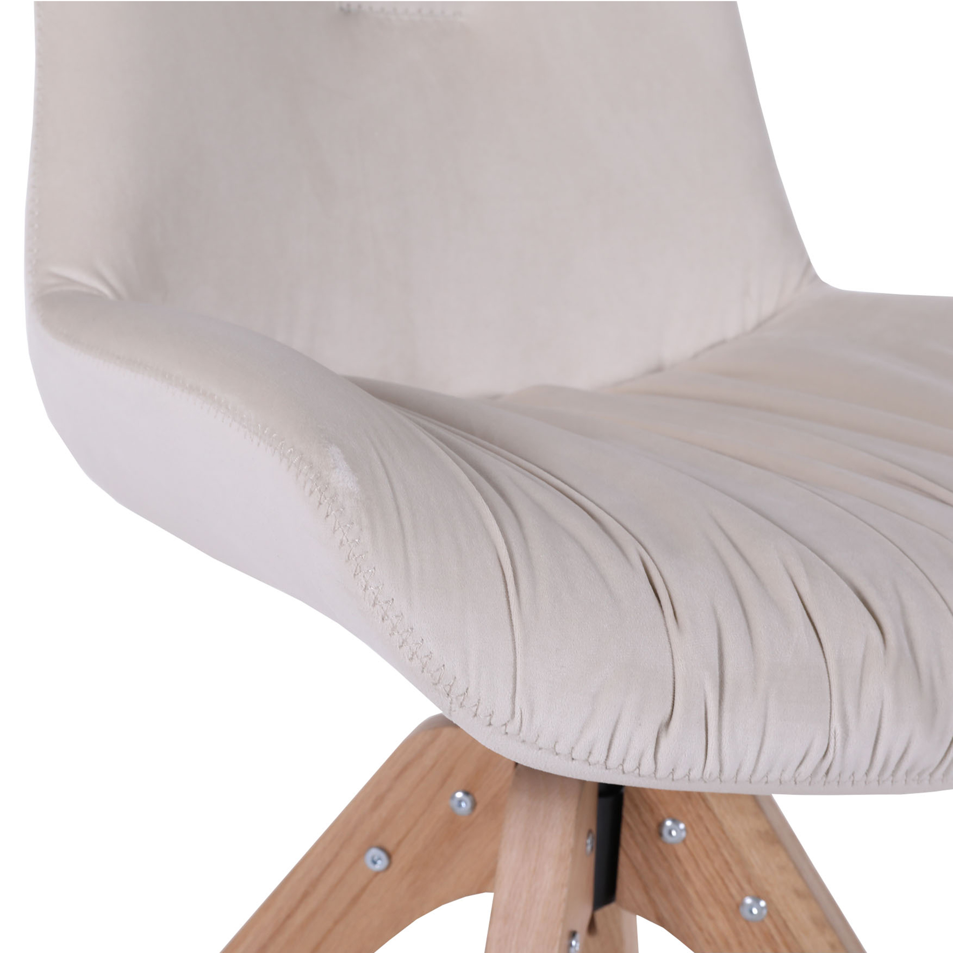 Stuhl - beige - Eiche massiv - Cord - drehbar