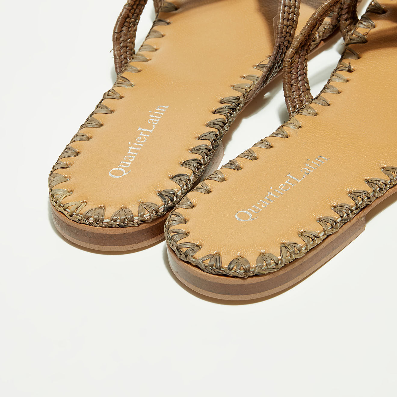Quartier Latin Mules en Raphia kaki