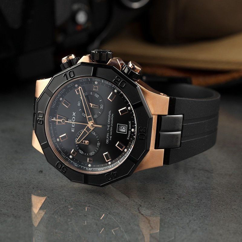 Edox - Model EDOX 10113-37RNCA-NIR - Chronograaf Horloge - 20 ATM - Analoog