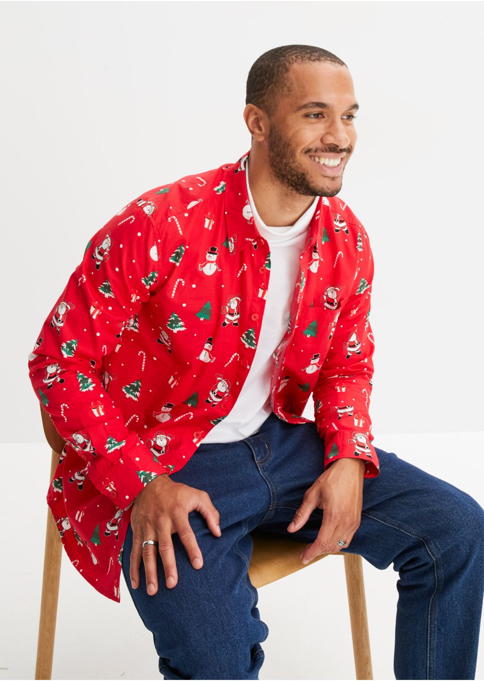 Chemise manches longues avec motif de Noël