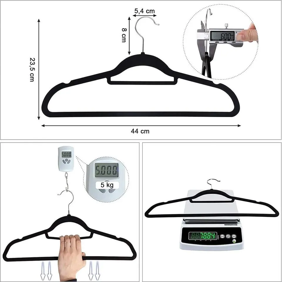Parya Home - Anti-Slip Kleerhangers - Zwart - 100 stuks
