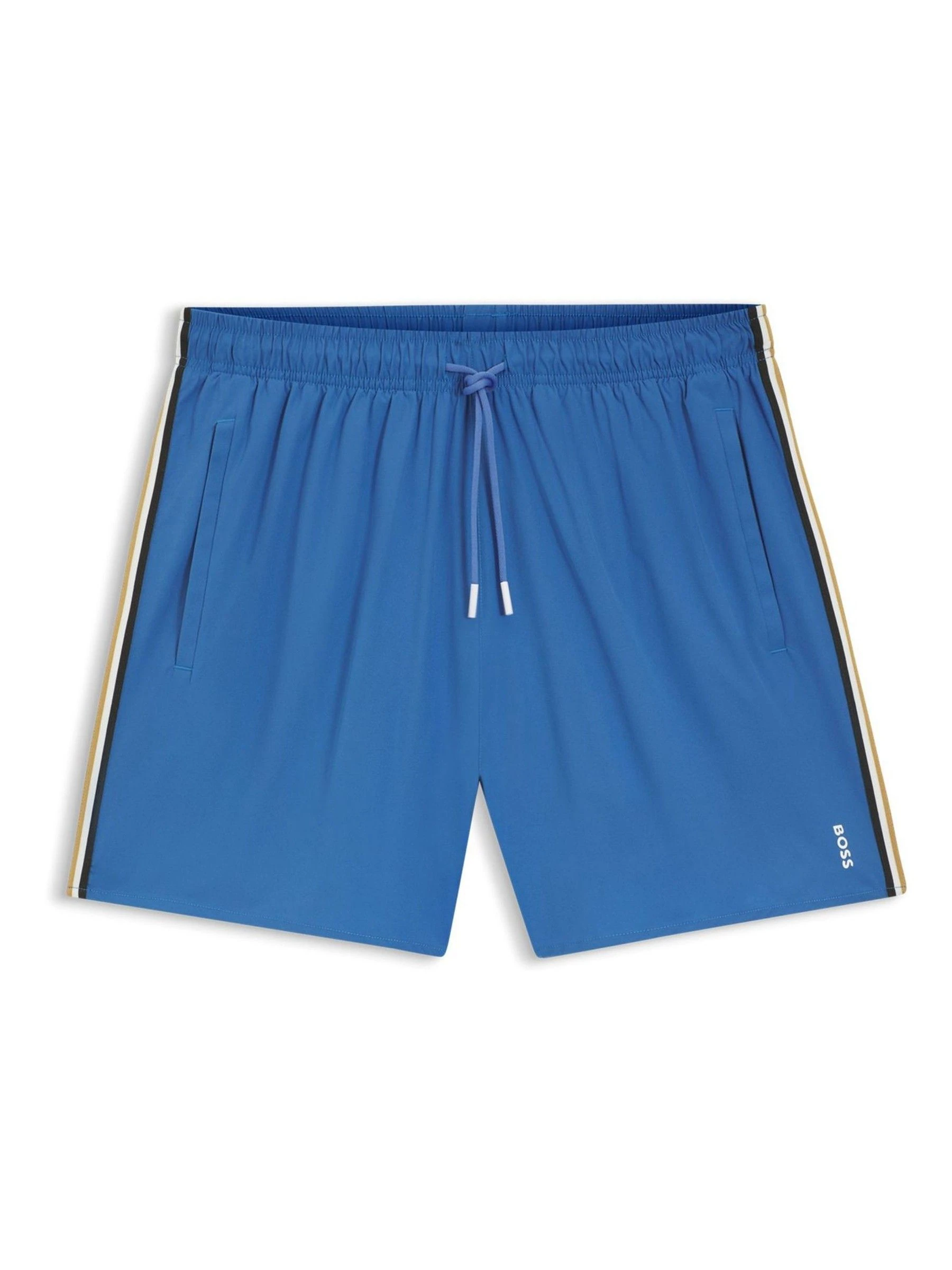 Blauw - BOSS Iconic Side Stripe Logo Swim Shorts