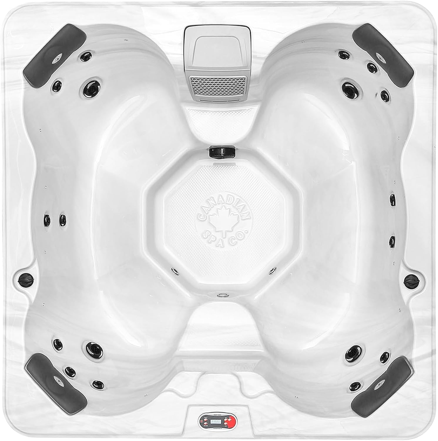 CANADIAN SPA CO. Cornwall Plug & Play 13 Outdoor Hot Tub 5 Personen, 198x198x73 cm, viereckig, mit Abdeckung, LED Beleuchtung, Heizung und 18 Jets, ganzjährige Nutzung