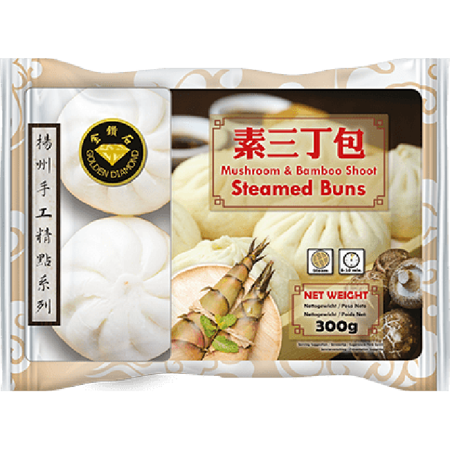 Golden Diamond Bevroren Gestoomde Broodjes met Champignons en Bamboescheuten 6st 300g