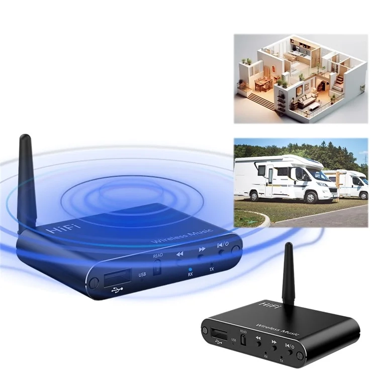 2in1 Bluetooth 5.4 HD Audio Transmitter / Receiver mit Fernbedienung   3.5mm Klinke / Cinch / USB A Anschluss - Schwarz