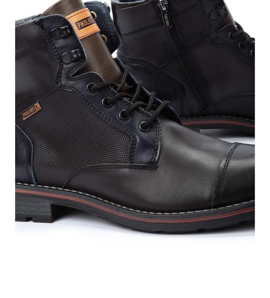 Botas de tornozelo Pikolinos York em couro preto