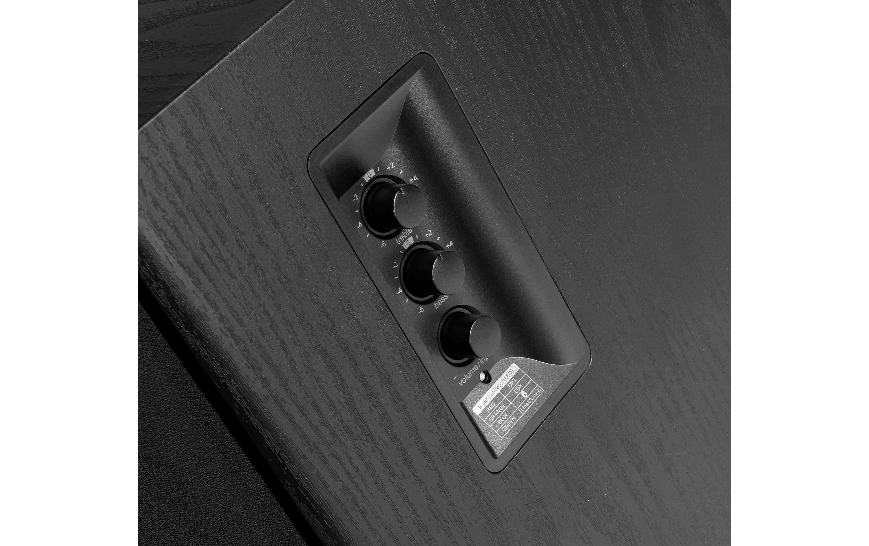 Regallautsprecher Paar R2750DB Schwarz<br>Aktive Regallautsprecher mit 136 Watt Leistung, Bluetooth, 2x Cinch, 1x Optisch, 1x Koaxial Eingängen