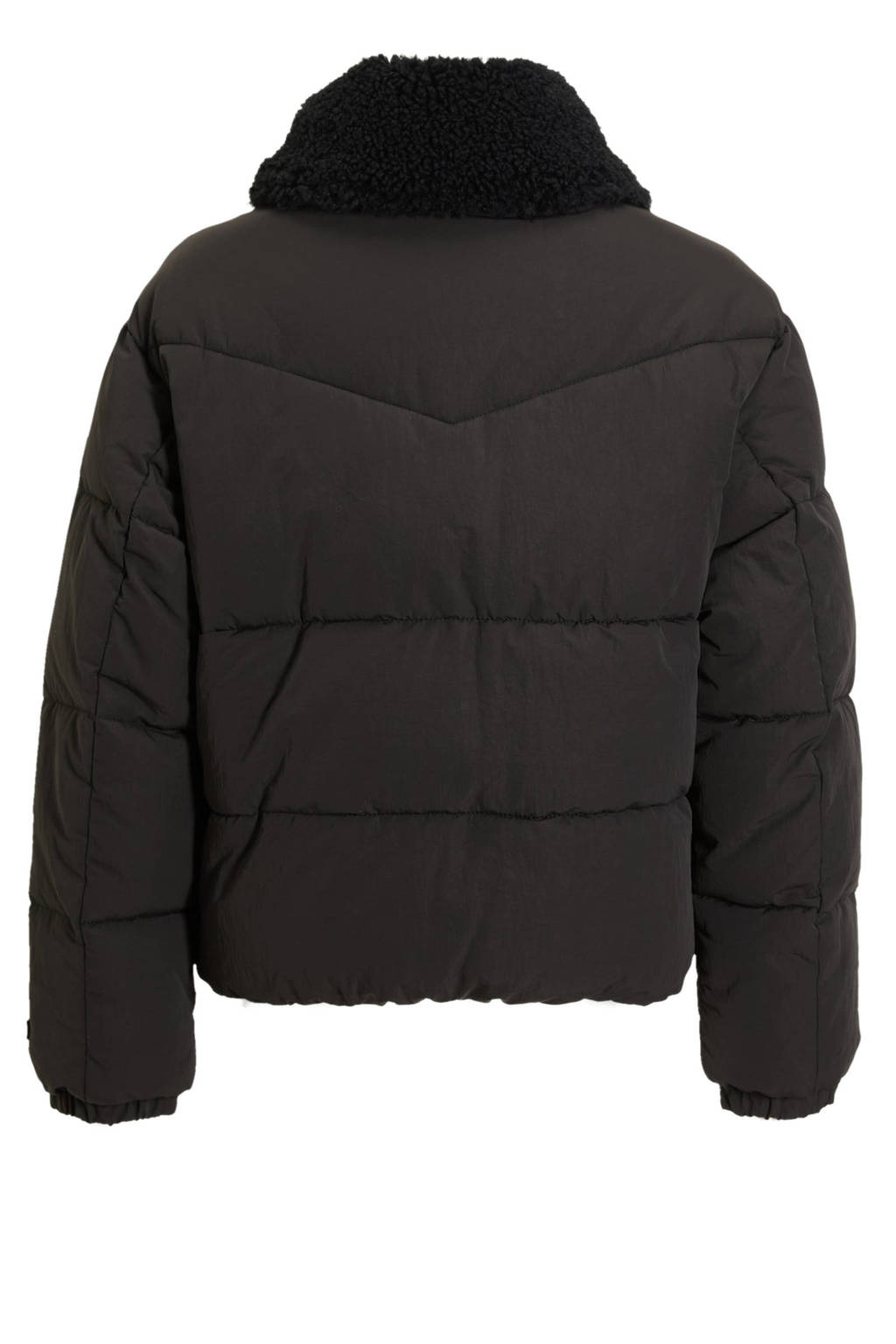 Coolcat Puffer Winterjas Joycemet Teddy Kraag Zwart