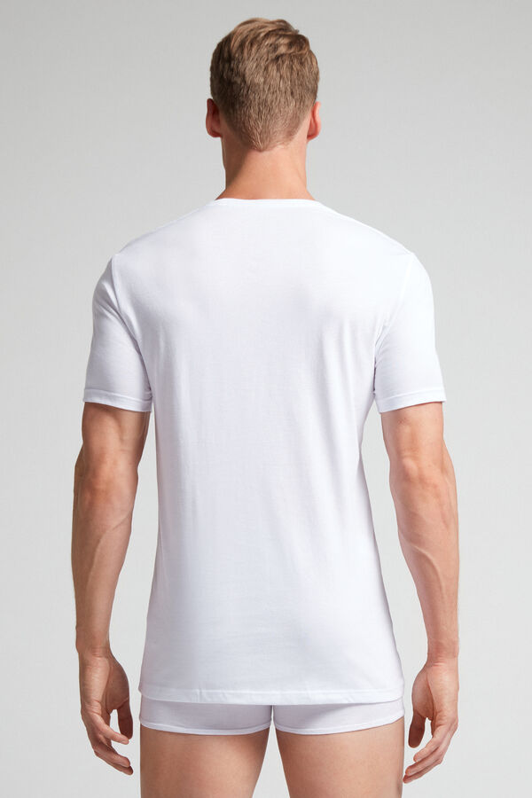 Camiseta de manga curta e gola redonda em algodão Supima®