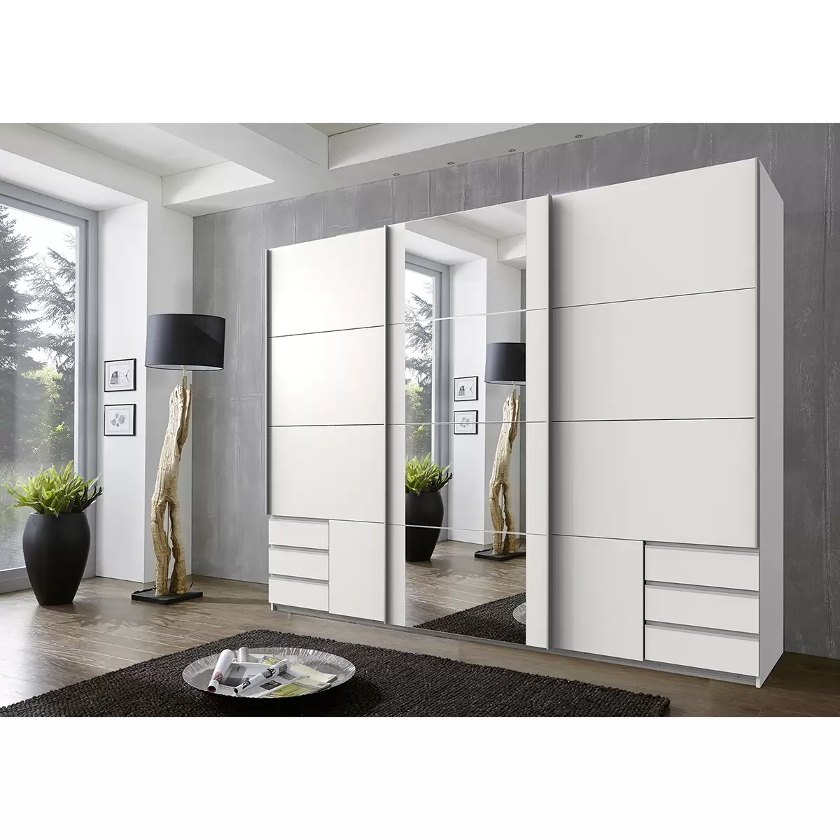 Schwebetürenschrank 3trg. Emden2 braun,graphit