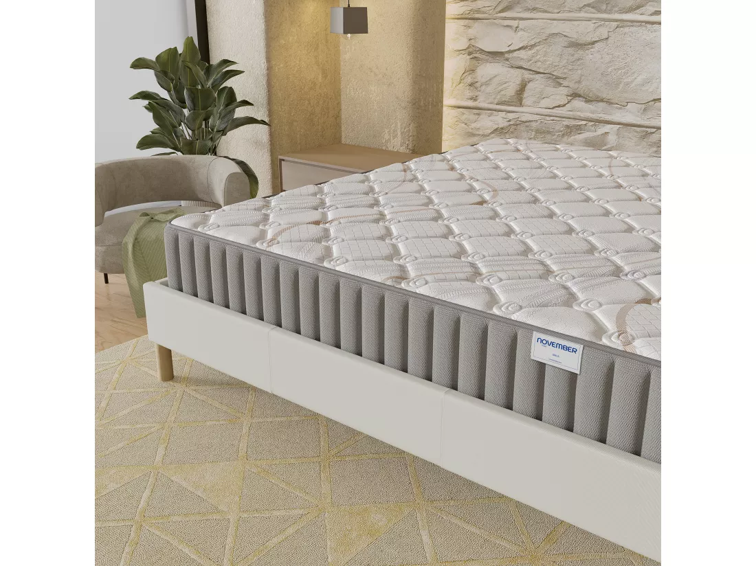 Matelas Sirius 160x200cm - Latex Naturel & Accueil Confort 400g/m2 (Anti-Points de Pression)- Épaisseur 22cm-Soutien Tonique Ferme & Enveloppant-Label sanitized