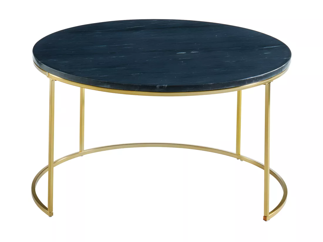 Tables basses gigognes ANGELA de Pascal MORABITO - Marbre noir et métal doré